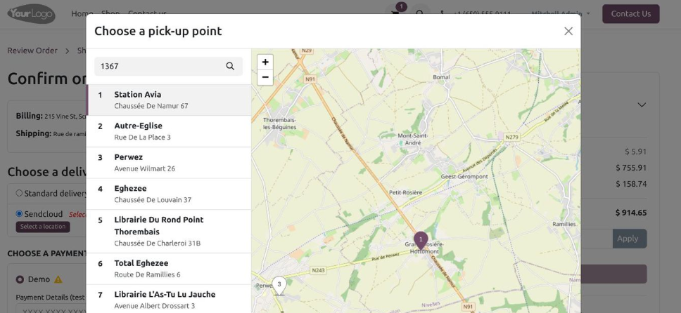 Odoo 18 - localização de pontos de pickup Loja online - ponto de recolha - Odoo 18