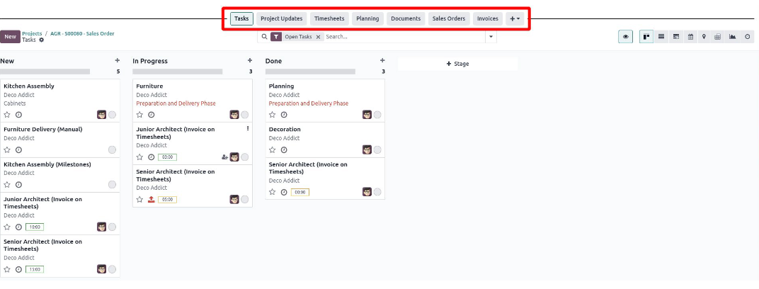 Módulo Projetos Barra de navegação - Módulo Projetos